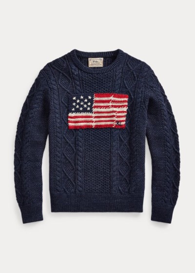 Men's Polo Ralph Lauren Aran Patchwork-Flag Sweater | 956108SZK